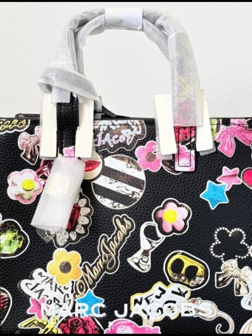 Marc Jacobs  Black Floral Sticker Print Tote